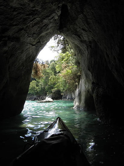 Kayaking in a Cave at Stillwell Point - Abel Tasman
