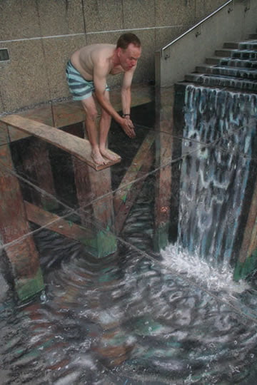 Taking the Plunge - 3D Street Painting by Julian Beever 