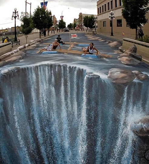 Waterfall - 3D Street Art by Edgar Mueller 