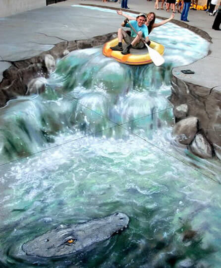 White Water Rafting - 3D Street Art by Julian Beever 